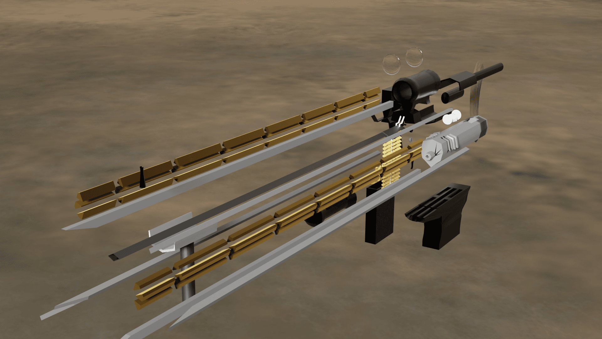 medium rail gun style sniper rifle for printing or game asset 3d model
