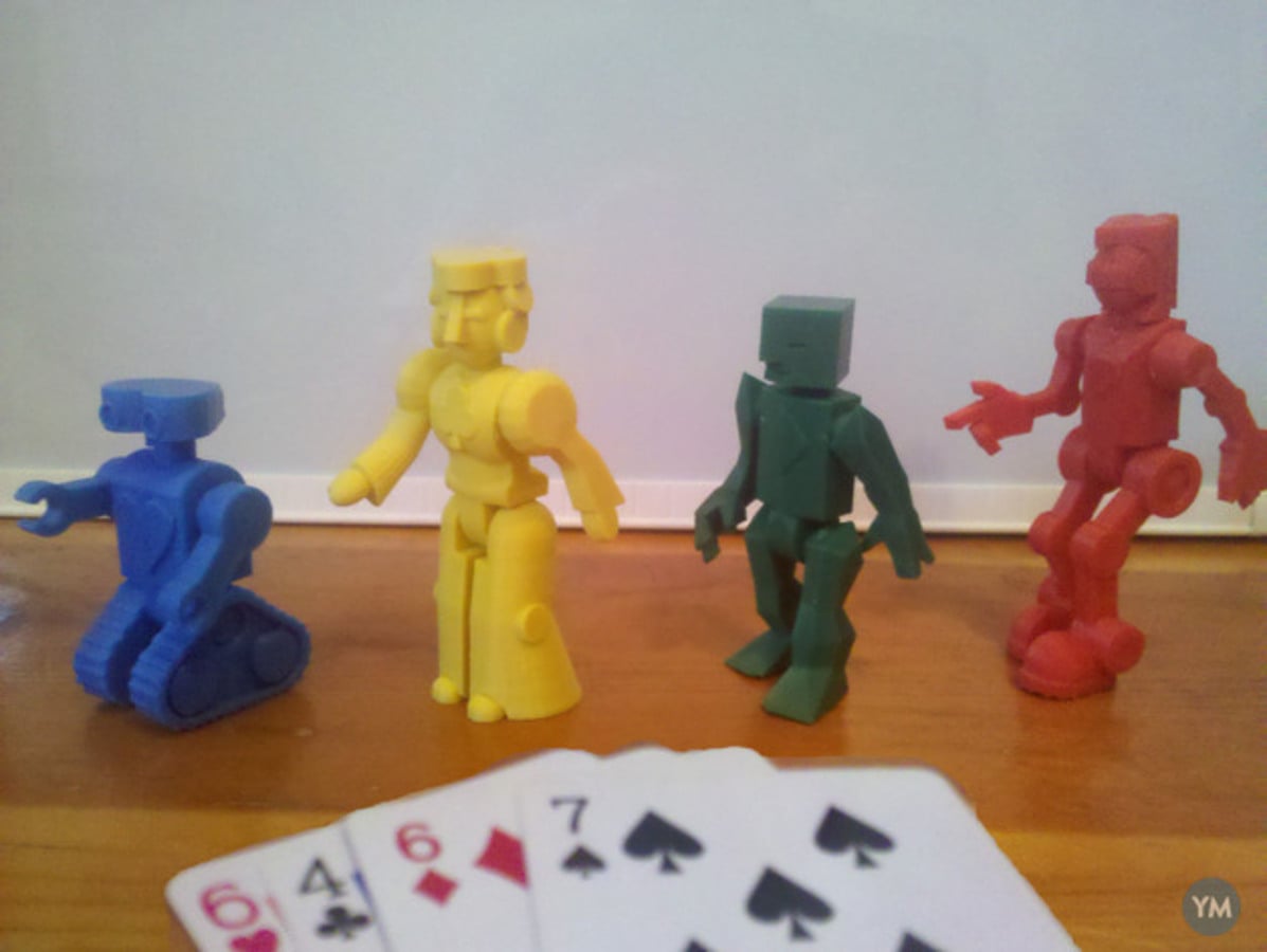 Robot Poker Modular Playing Card Robots 3d model