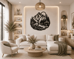 Deer Forest Mountain 2D Wall Art.stl 3d model