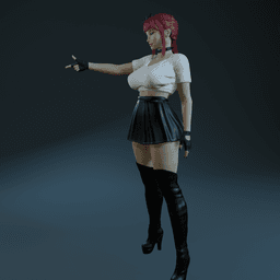 Curvy Woman Pointing v2 3d model