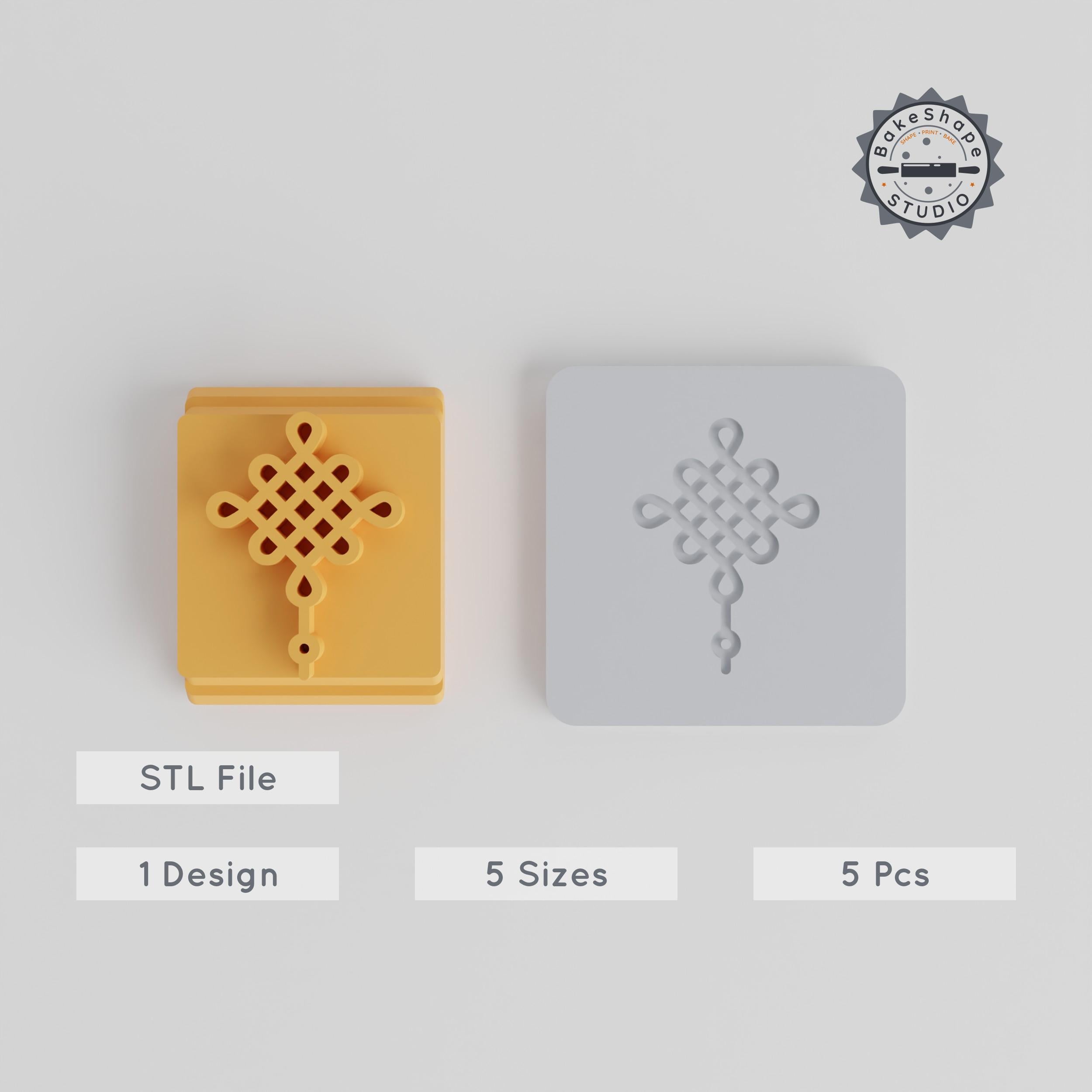 Chinese Knot Stamp Tile Set, 5 Size Pack, Perfect for Clay, Cookie & Fondant Crafting PRODUCT_4436 3d model