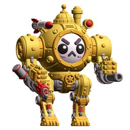 UWU Steam Force Rocket Cute Steampunk Mech tabletop Miniature 3d model