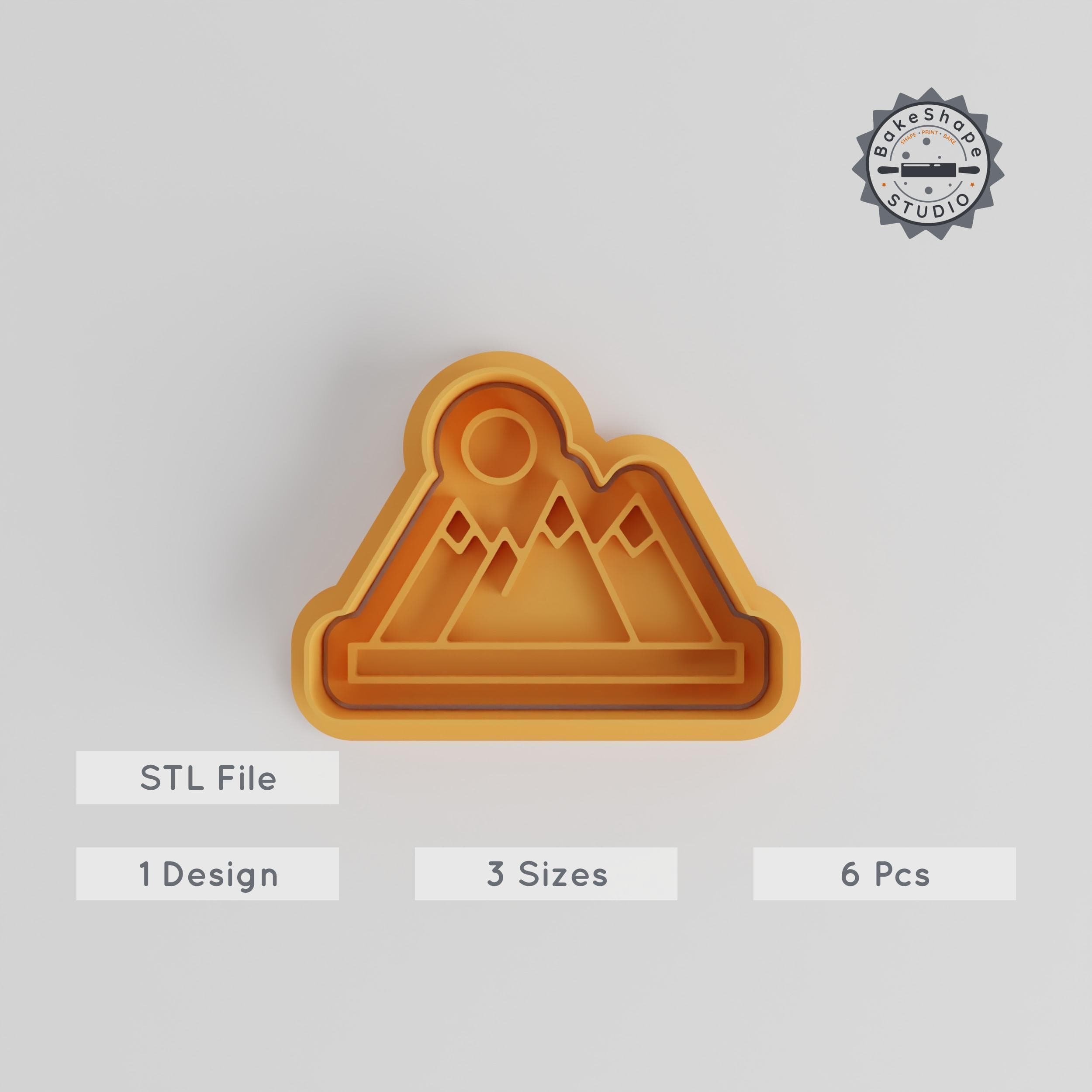 Mountain Cookie Cutter & Stamp, 6-Piece Set, Perfect for Cookies & Fondant, Includes S/M/L Sizes, Natural Forest Design PRODUCT_5487 3d model