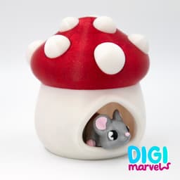Tiny Mouse Flexi + Keychain + Mushroom Hideout 3d model