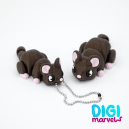 Tiny Mouse Flexi + Keychain + Mushroom Hideout 3d model