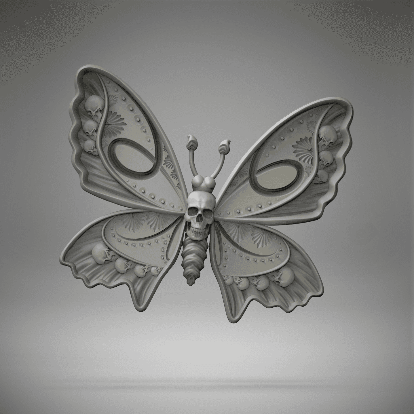 Skulls Butterfly Wall art 3d model