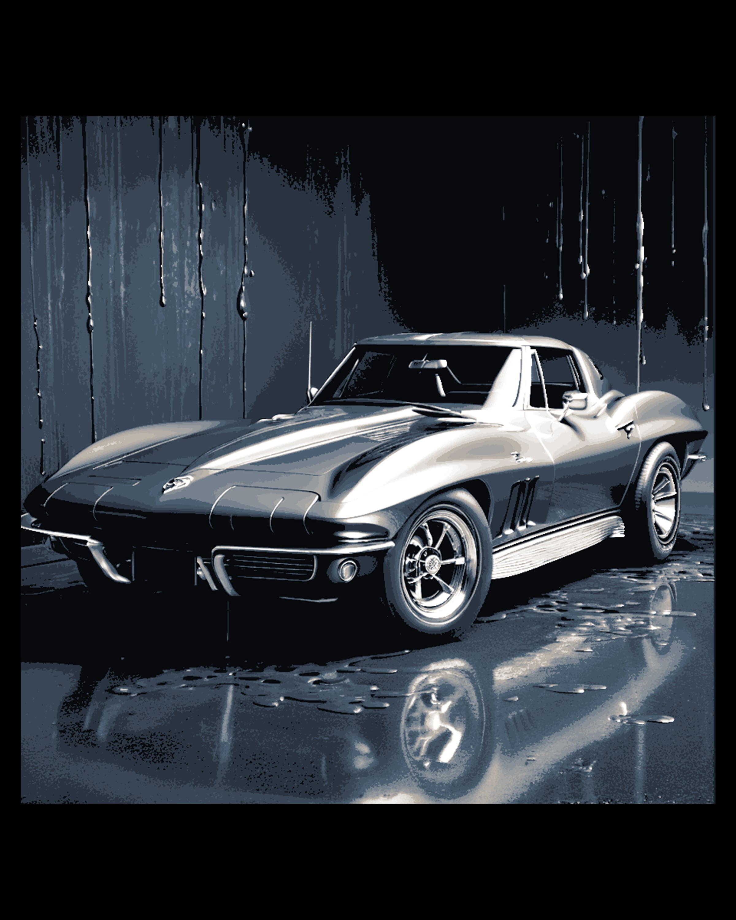 Classic Chevrolet Corvette in Sleek Silver 3d model