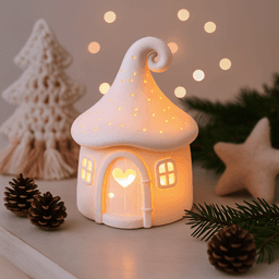 Mushroom House Candle Holder | Magical Christmas Decor | Cozy Heart Fairy Home 3d model