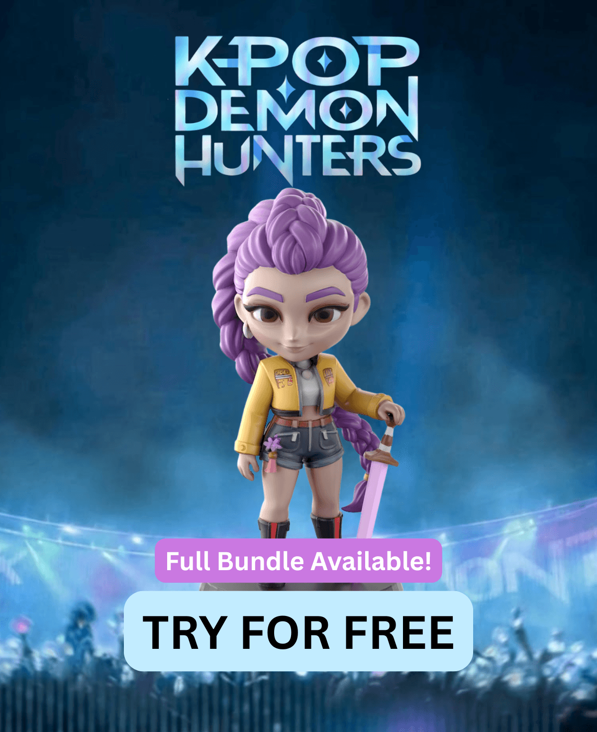 Rumi K-Pop Demon Hunters - Free Sample STL | Full 10-Character Bundle on Profile 3d model