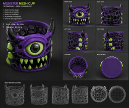 Monster Printable Desk Storage Cup 3d model