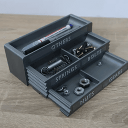 Sliding organiser (print-in-place NO support) 3d model