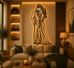 Romantic Couple Silhouette 2D Wall Art.stl 3d model