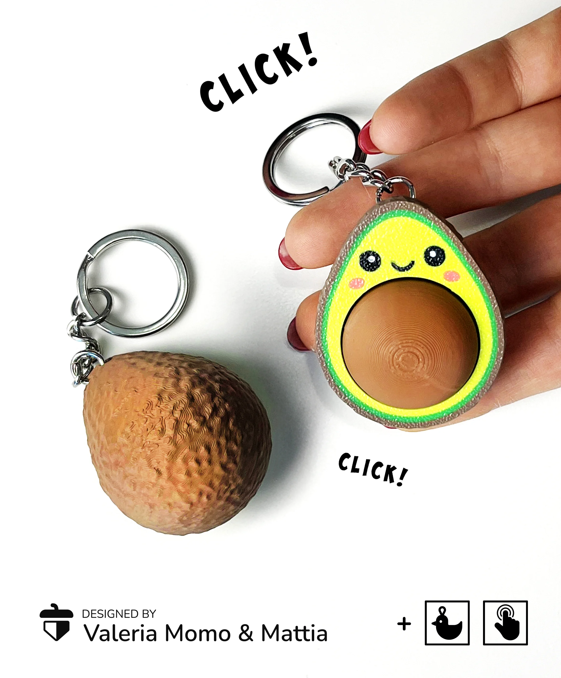 Clicky Avocado Keychain, Clicker Toy 3d model