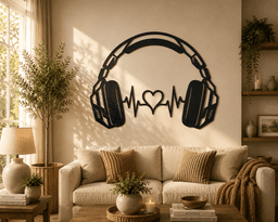 Music Heartbeat Headphones Wall Art.stl 3d model