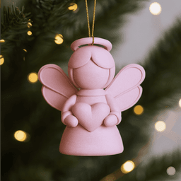 Cute Christmas Angel Figure Set | 2 pcs Guardian Angels | Heart & Star Designs | Heavenly Holiday 3d model