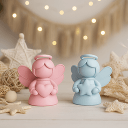 Cute Christmas Angel Figure Set | 2 pcs Guardian Angels | Heart & Star Designs | Heavenly Holiday 3d model