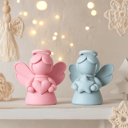 Cute Christmas Angel Figure Set | 2 pcs Guardian Angels | Heart & Star Designs | Heavenly Holiday 3d model