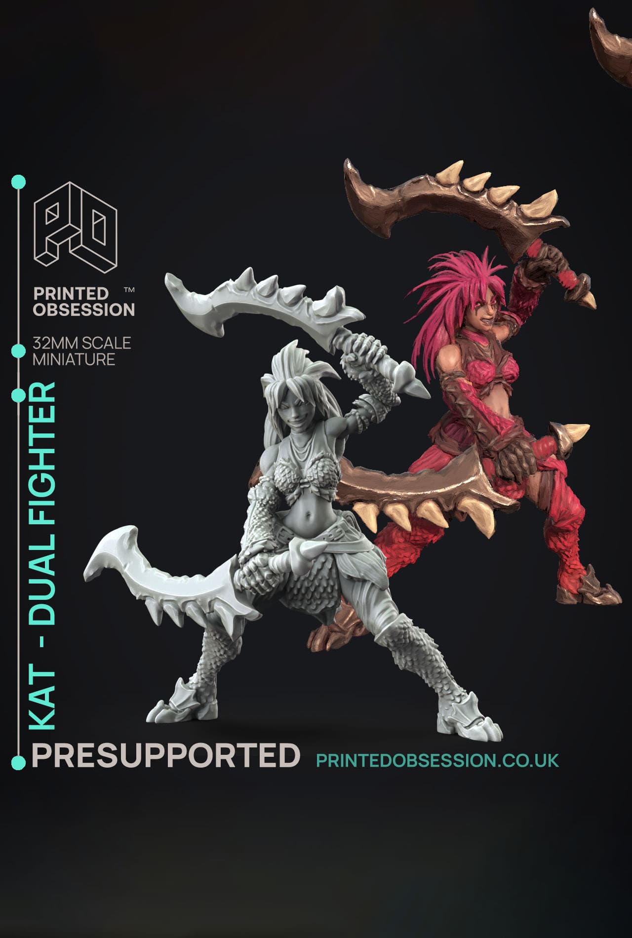 Kat - Hunting Party - PRESUPPORTED - Illustrated and Stats - 32mm scale 3d model