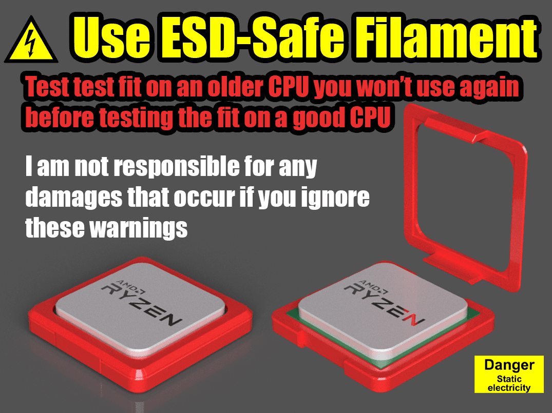 AM4 CPU Clam Shell (ESD Safe Filament) 3d model