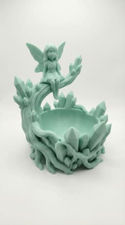 Fairy Crystal Jewelry Dish STL | Fantasy Trinket Bowl 3D Print | Fairycore Desk Organizer | DND Dice 3d model