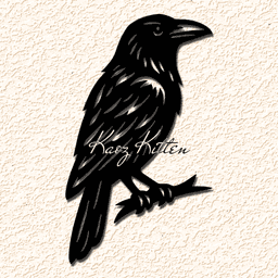 raven bird perched wall art home decor 3d model
