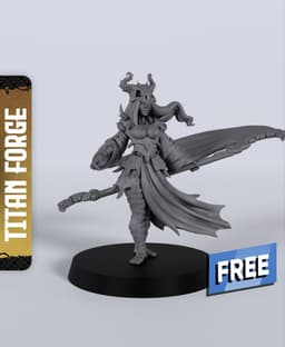 Human Female Warlock Scythe - With Free Dragon - 5e DnD Inspired for RPG and Wargamers 3d model