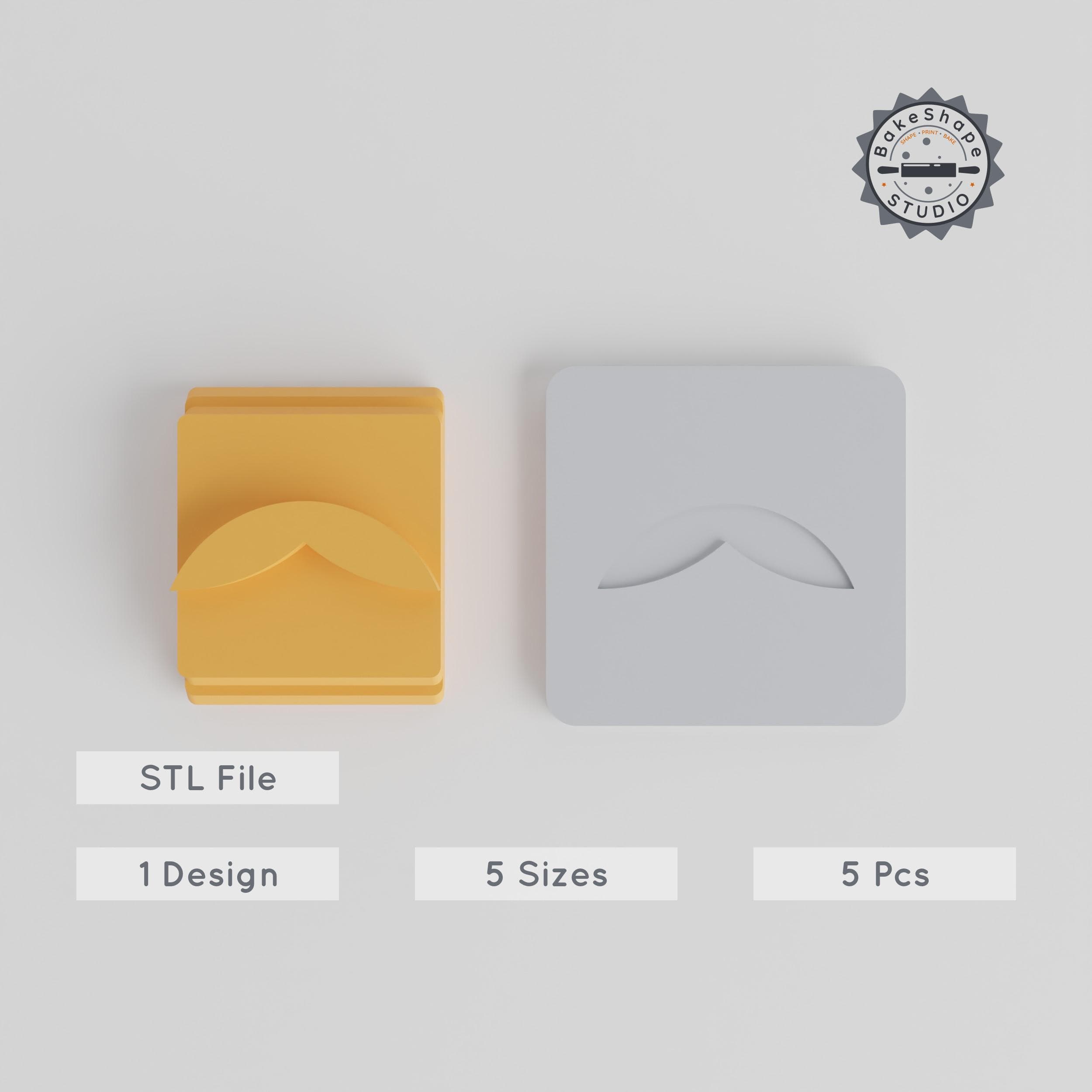 Moustache Stamp Tile Set, 5 Sizes, Perfect for Clay, Cookies & Fondant PRODUCT_2135 3d model