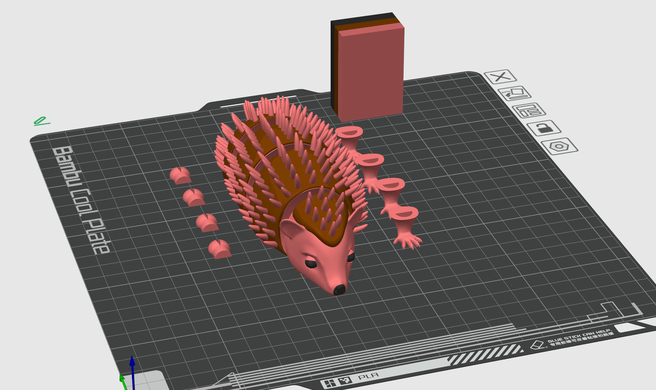 Cute hedgehog  (articulated) print-in-place multicolor LEVERTOYS 3d model