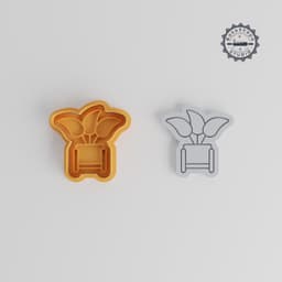 Modern Pot Plant Shape Cutter & Stamp Set, Perfect for Cookies & Fondant, Includes 6 Pieces, Sizes S/M/L PRODUCT_413 3d model