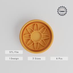 Mandala Cookie Cutter & Stamp Set, Geometric Ornament Fondant Tool, Symmetrical Art Design, 6 Piece Bundle, S/M/L Sizes PRODUCT_5175 3d model