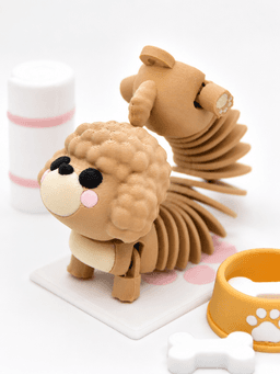 Kawaii Springy Flexi Toy Poodle Dog Toy Keychain(Multicolor) 3d model