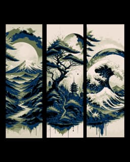 Airbrush designs sharing the Asian world - Temples, Trees and Mountains - set of bookmarks 3d model