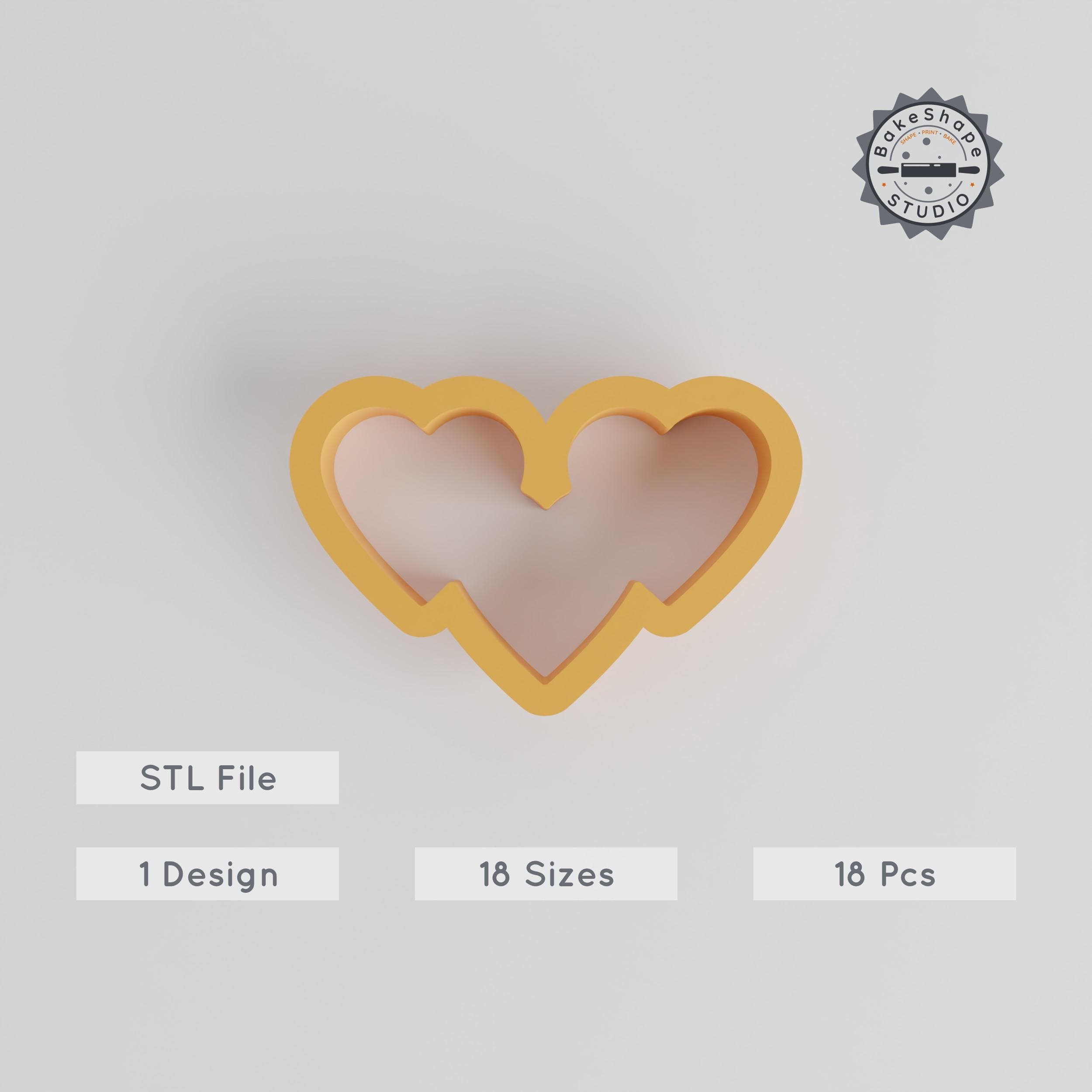 18-Piece Heart Shape Cutter Set, Sizes 0.75"-5", Perfect for Cookies, Fondant & Clay, Romantic Valentine Love Theme PRODUCT_3643 3d model