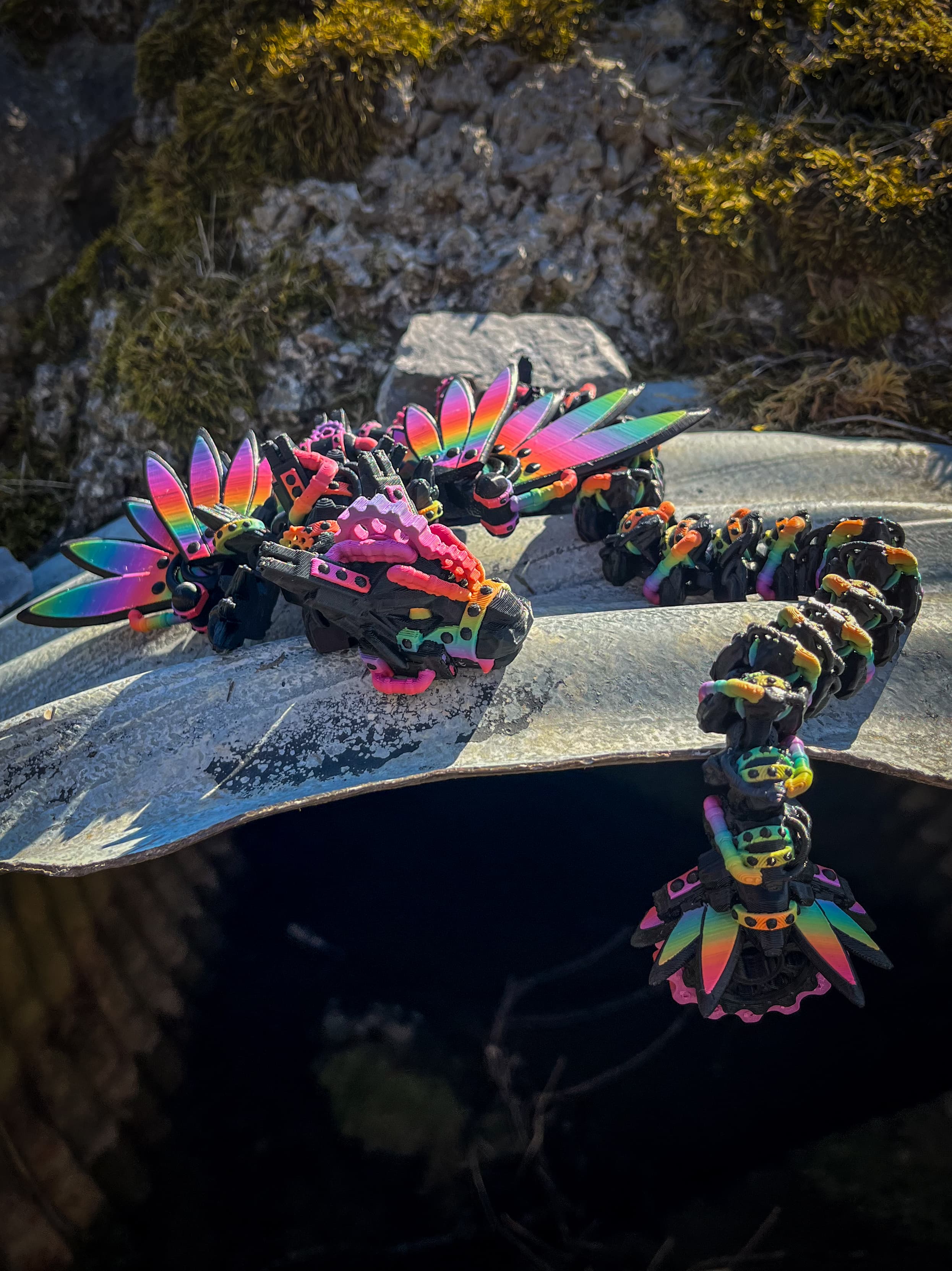 Rainbow steampunk dragon! Printed at 90%, I love this guy!
