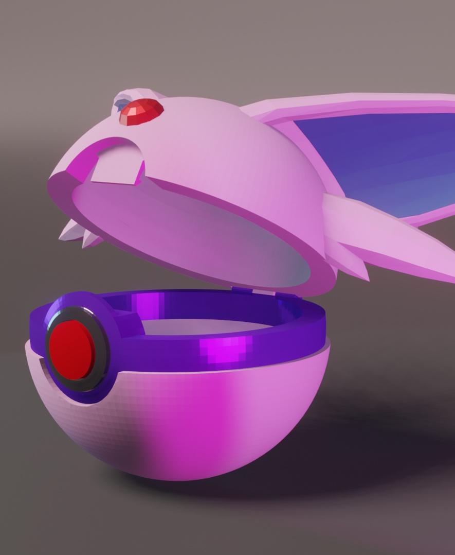 EspeBall Espeon Themed Opening Pokeball - Fan Art 3d model