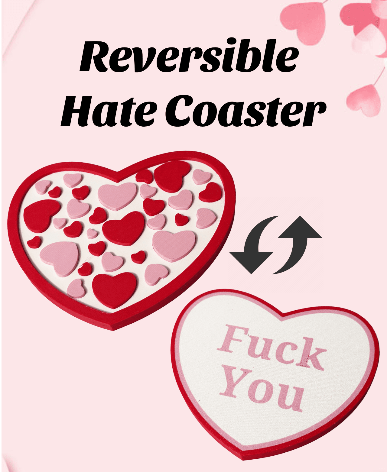 Reversible Hate Heart Coaster 3d model