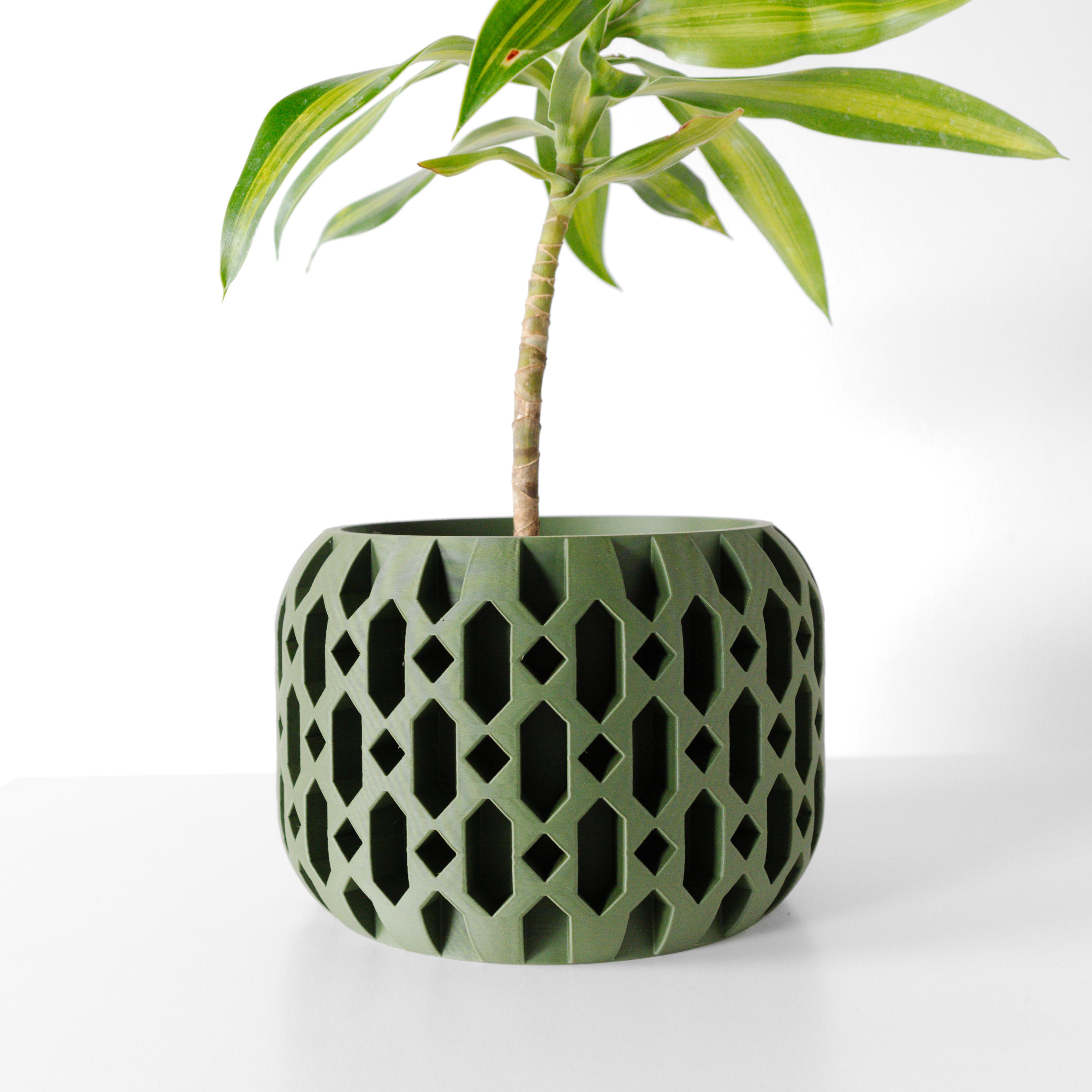 The Ritar Planter Pot with Drainage Tray & Stand: Modern and Unique Home Decor for Plants 3d model