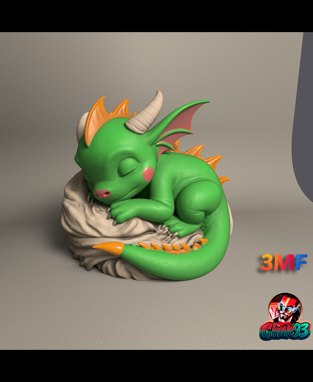 cute Sleeping baby Dragon /STL + 3MF Multicolor 3d model