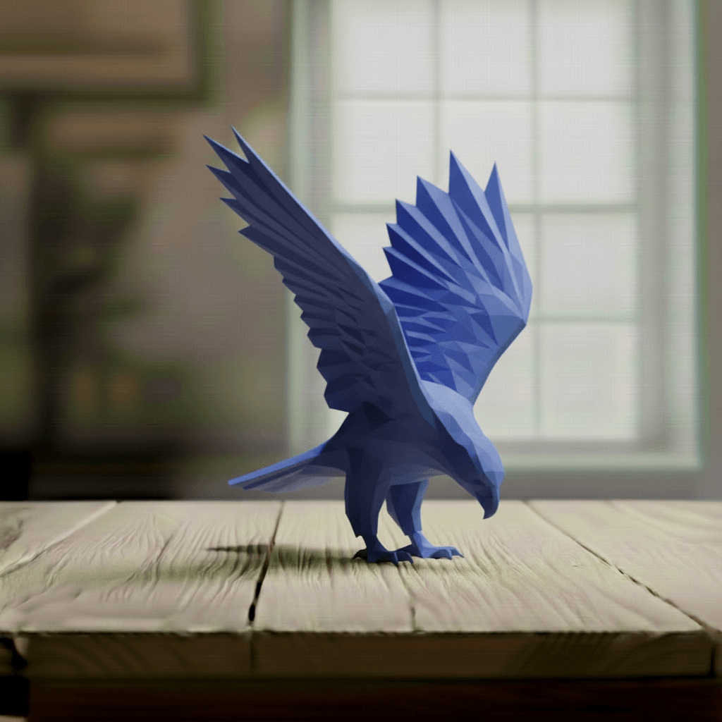 Majestic Low Poly Eagle - Wings Spread Landing Pose 3d model