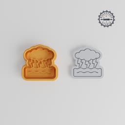 Ocean Thunderstorm Cookie Cutter & Stamp Set, Perfect for Fondant, 3 Sizes, Cloud & Wave Design, Marine Thunderstorm Theme PRODUCT_1117 3d model