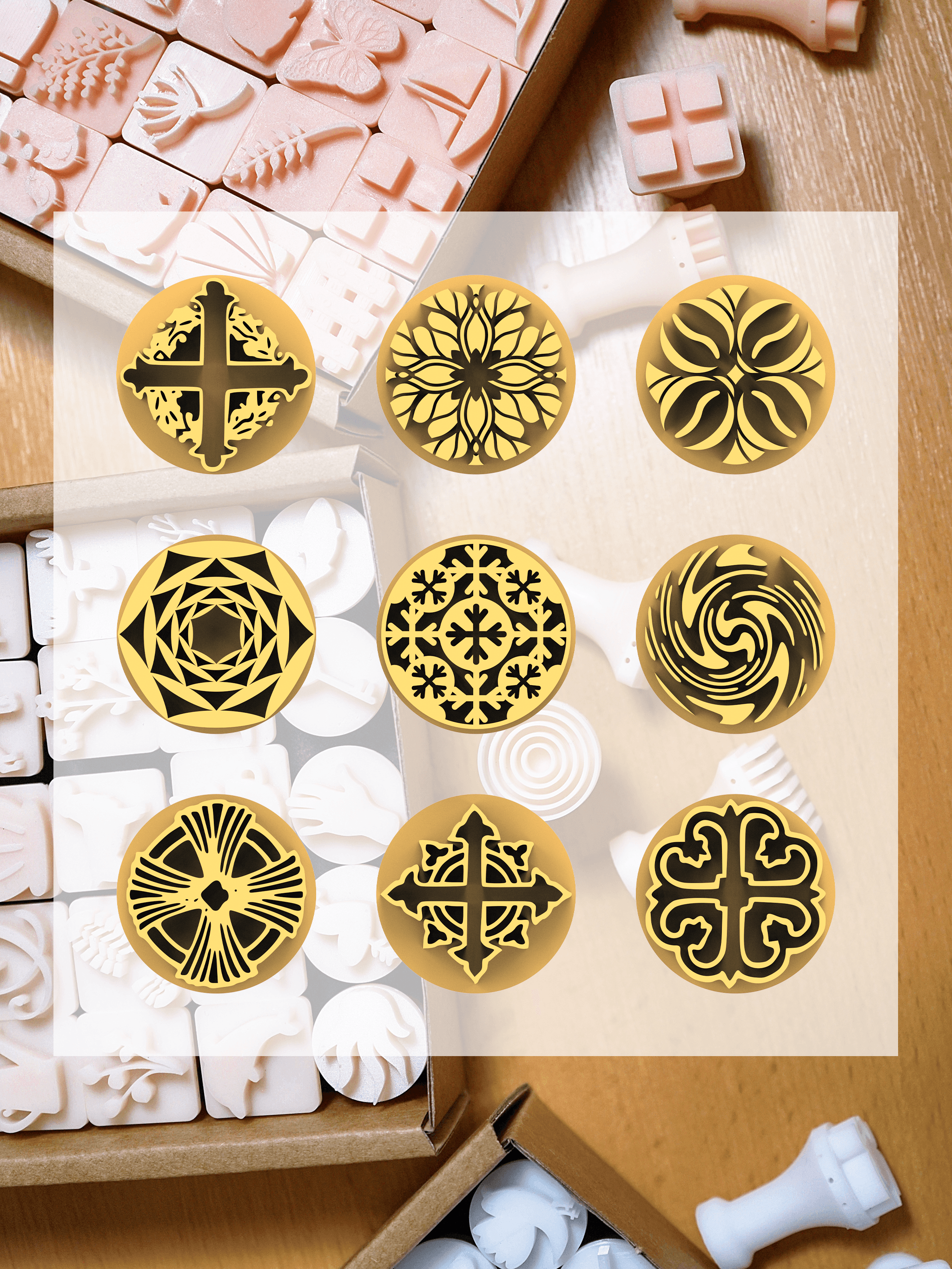 Ceramic Clay Stamp Set – Ornamental Patterns 2 (9 Stamps) 3d model