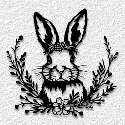 bunny in flowers wall art country home decor 3d model