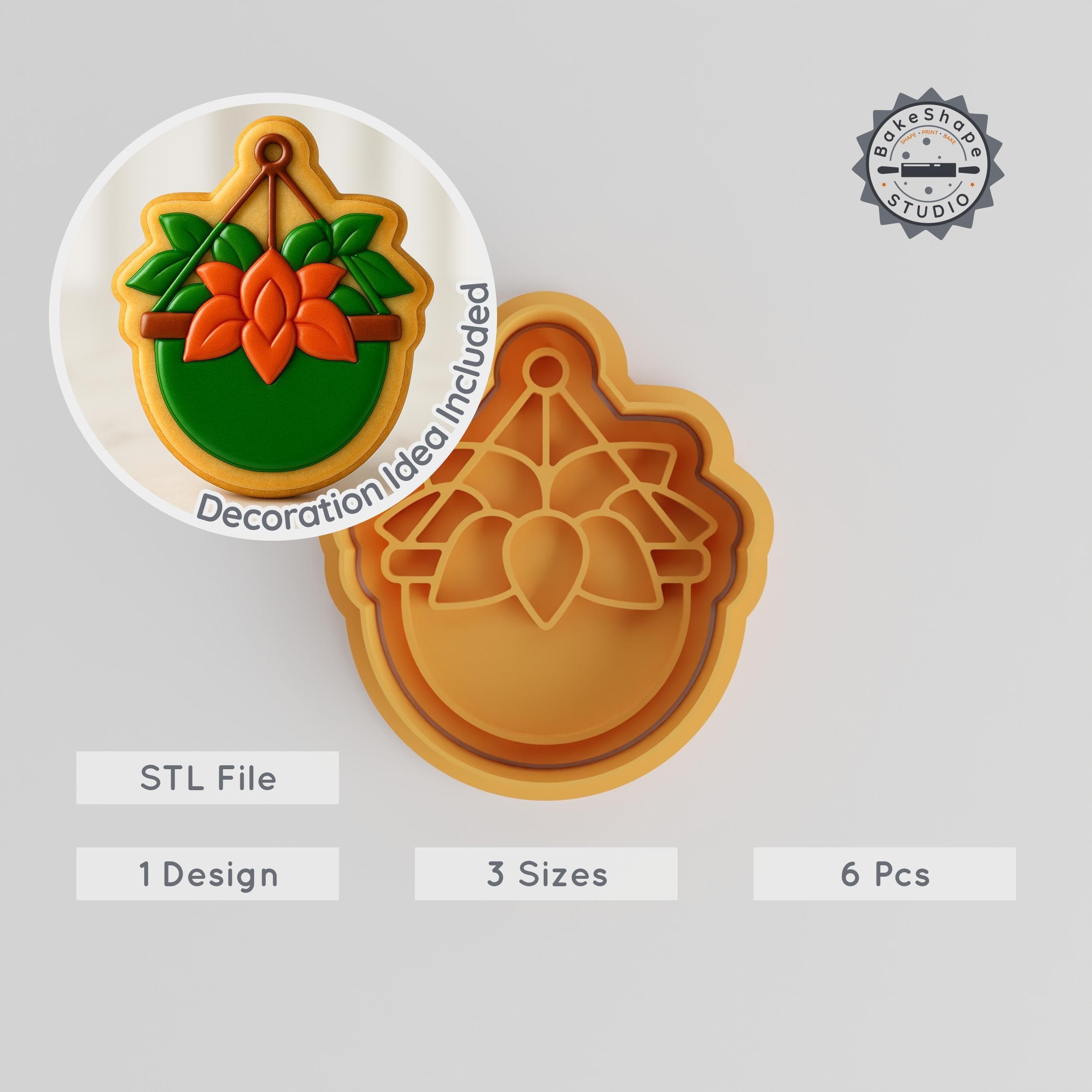 Hanging Plant Shape Cutter & Stamp, Cookie & Fondant Decor, Small, Medium & Large Sizes, 6-Piece Set PRODUCT_400 3d model
