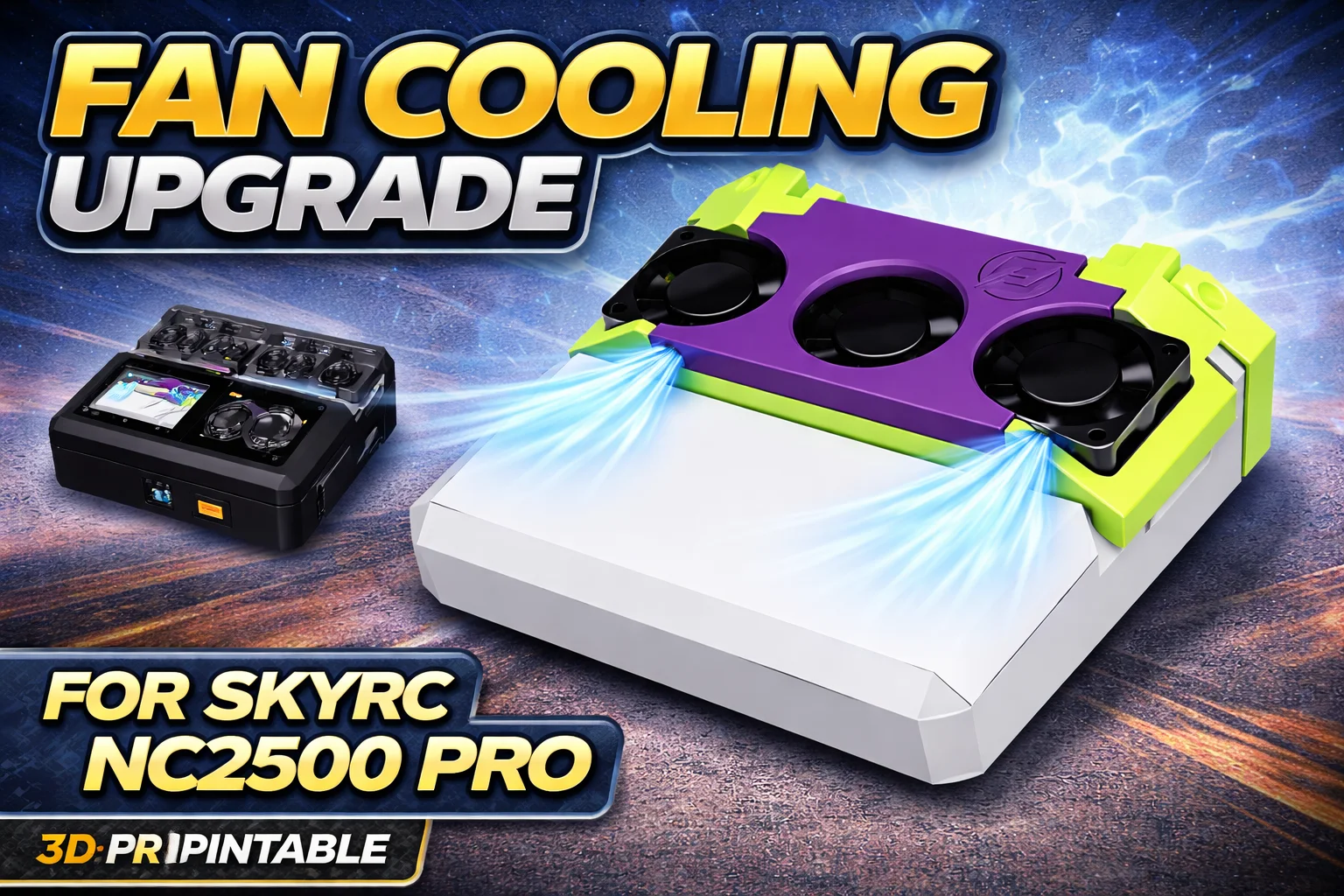 SkyRC NC2500 Cooling Fan Mod – Triple Fan 3D Printable Upgrade 3d model