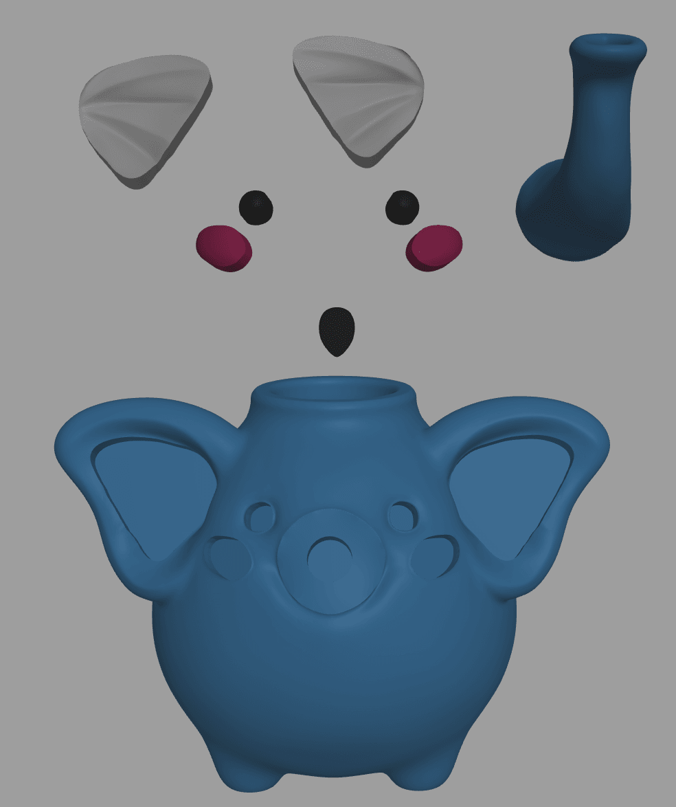 Elephant Planter STL | Cute Decor 3D Print | Functional Pot 3d model