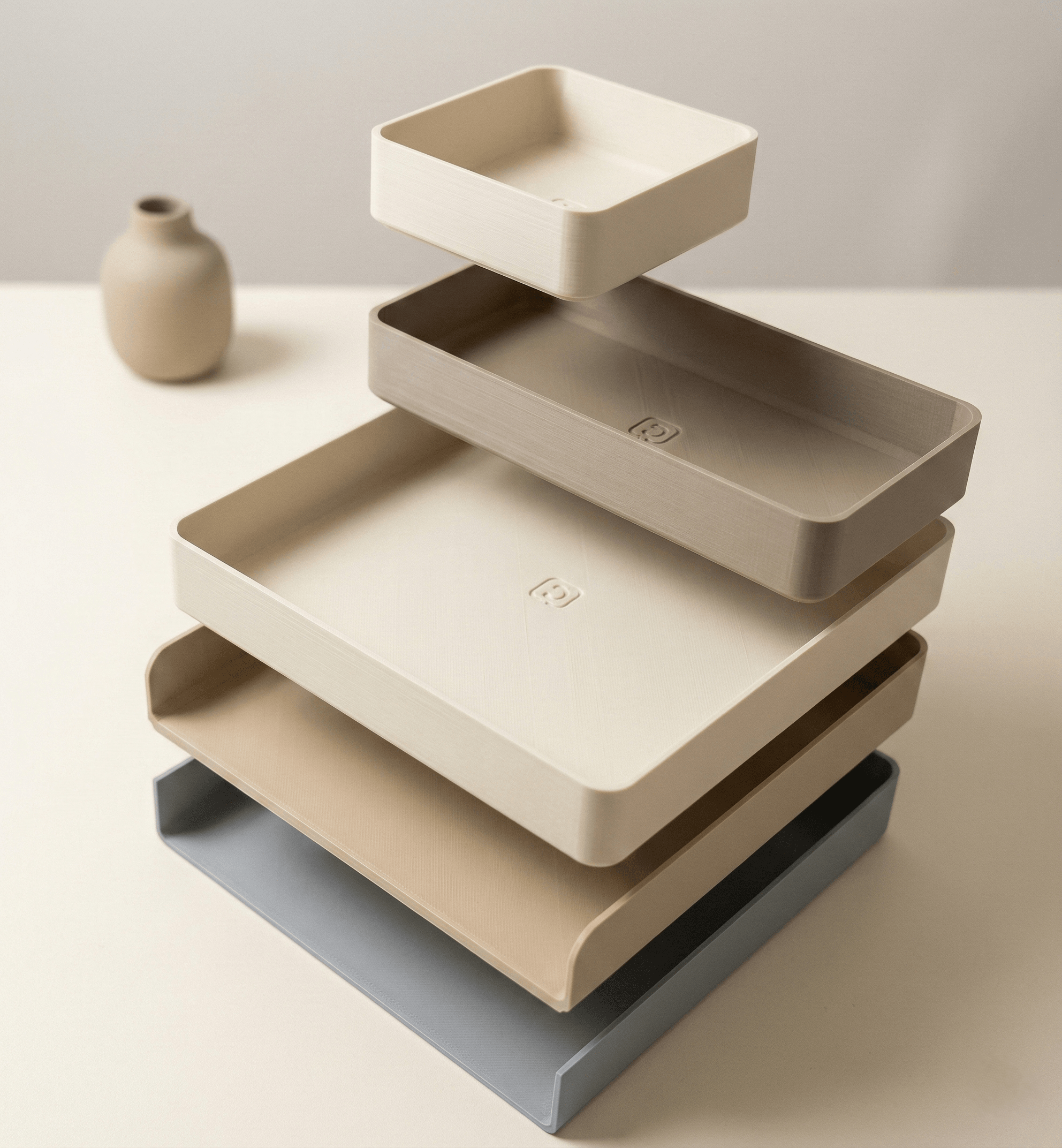 Stackable Japandi Office Storage 3d model