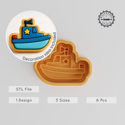 Police Boat Shape Cutter & Stamp, Ocean Security Patrol, Fondant Cookie Decor, 6-Piece Set PRODUCT_1124 3d model