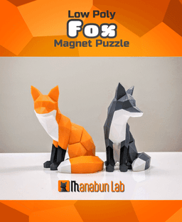 Low Poly Fox Magnet Puzzle (No supports, no AMS) 3d model