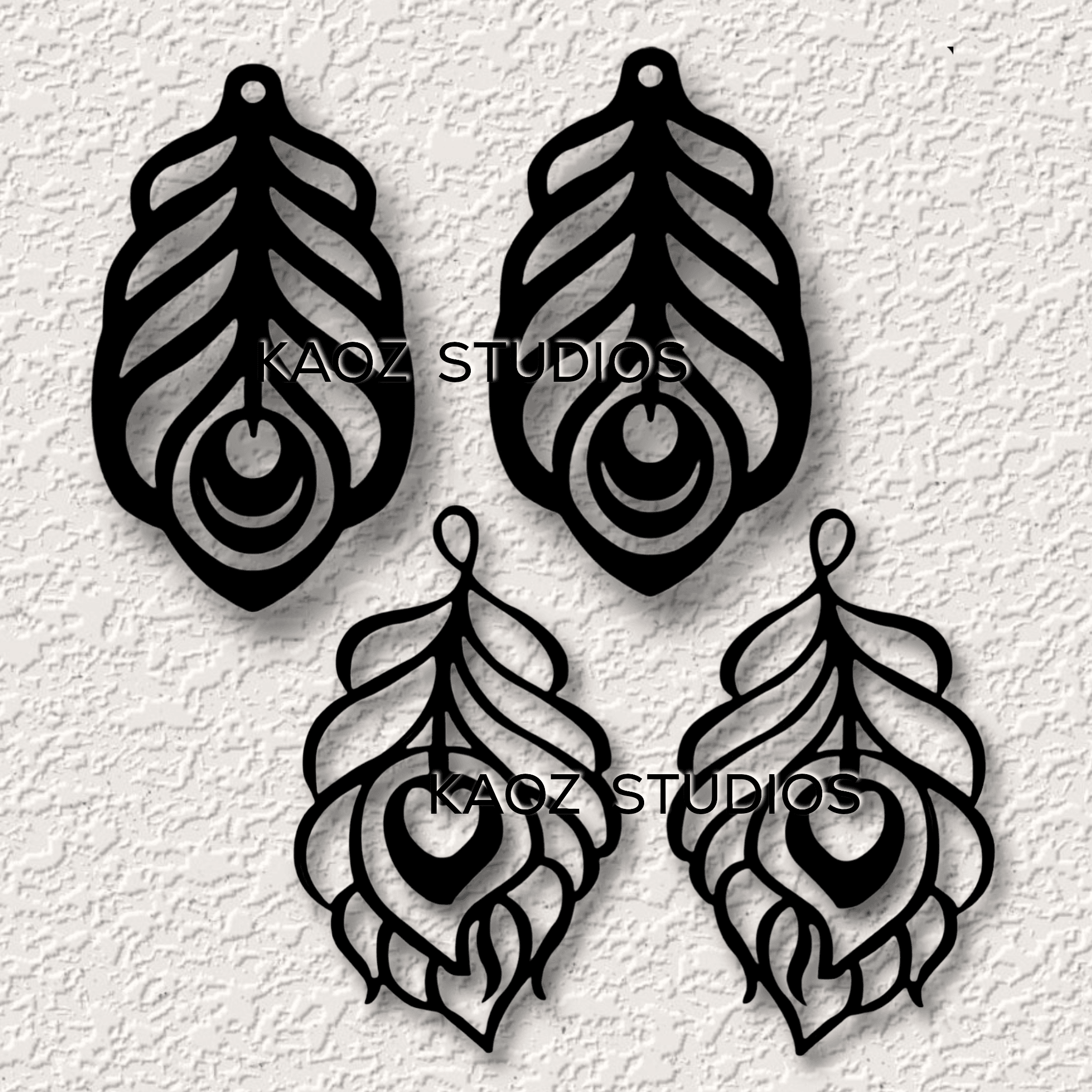 peacock earrings 2 sets peacock pendants bird jewelry wall art home decor 3d model