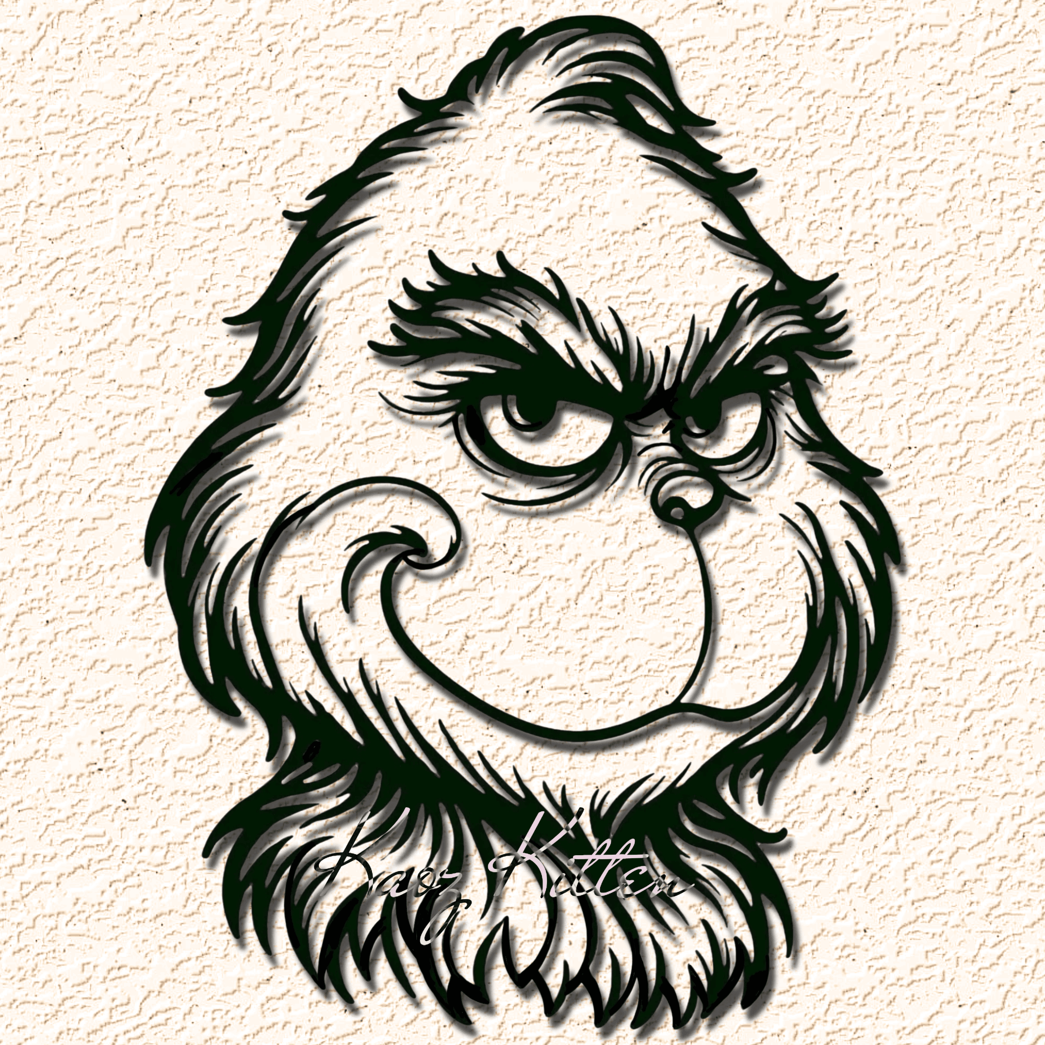mischevious smirk grinch wall art home decor 3d model